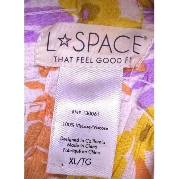 L*SPACE Elastic Waist XL Summer Mini Skirt Floral Purple, Yellow Daisy Print NWT - Picture 10 of 11